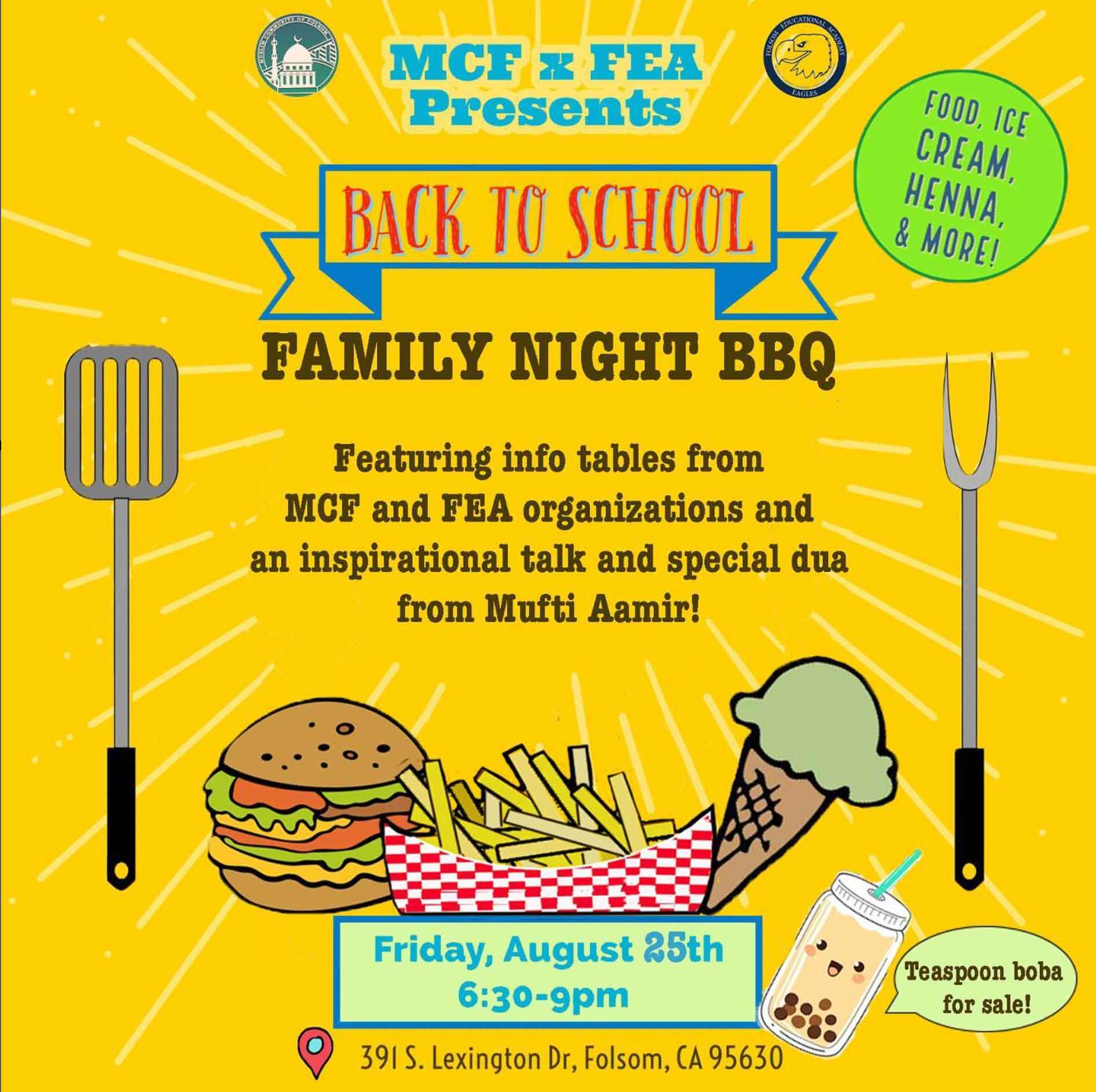 Back to School Family Night BBQ MCF FEA